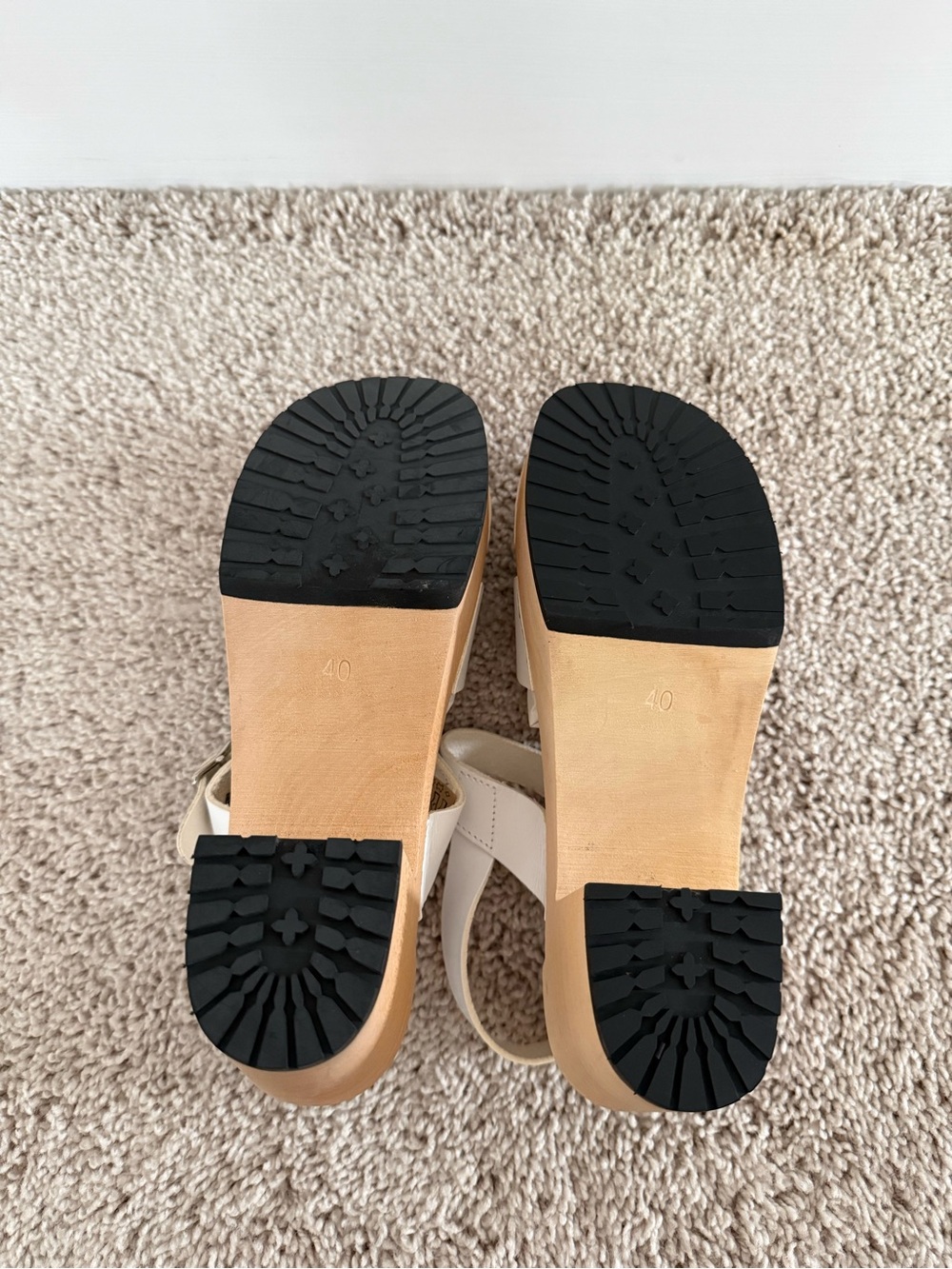 Swedish Hasbeens Cream Leather Platform Buckle Sandal - Picture 5 of 6